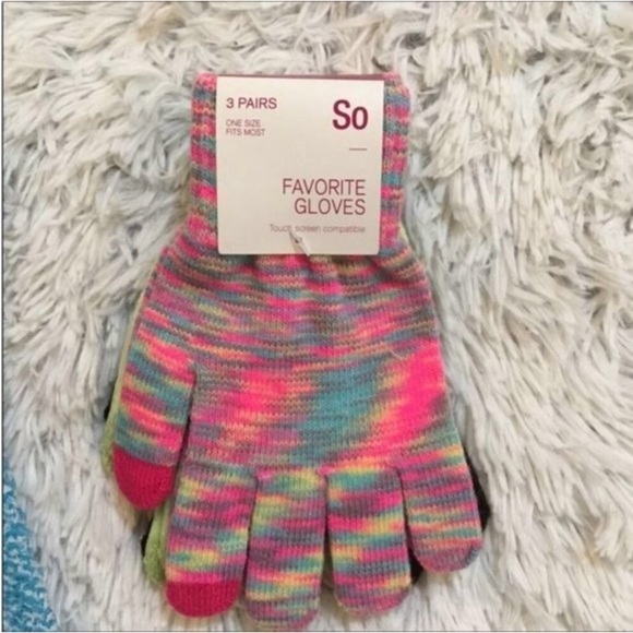 SO Woman’s Juniors Space dye glove set multi color Touch screen - Picture 11 of 12